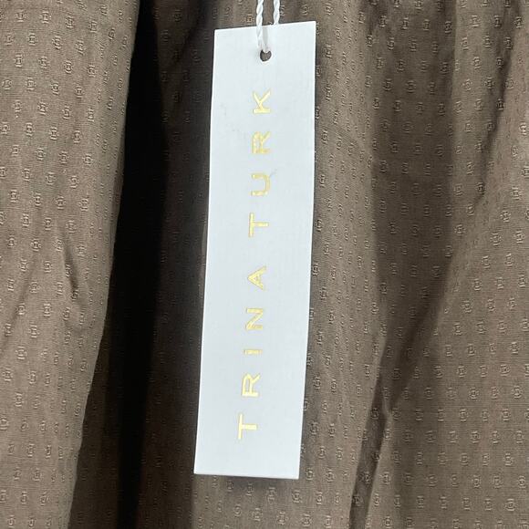 TRINA TURK Castro Top Size Medium Off the Shoulder Green Textured Sample NWT - Picture 7 of 12